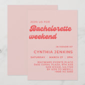 Stijlvolle retro pach roze Bachelorette Party Kaart (Voorkant / Achterkant)