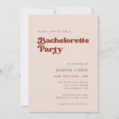 Stijlvolle retro pach roze Bachelorette Party Kaart (Voorkant)