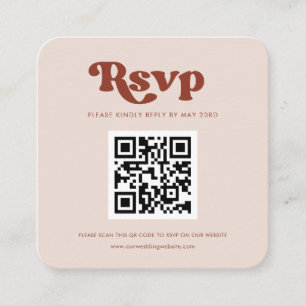 Stijlvolle retro pach roze QR code RSVP respons Informatiekaartje