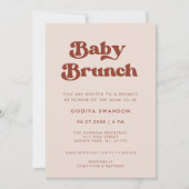 Stijlvolle retro Peach Pink Baby Brunch Kaart (Voorkant)