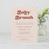 Stijlvolle retro Peach Pink Baby Brunch Kaart (Staand voorkant)