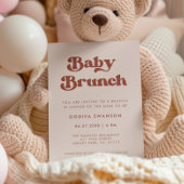 Stijlvolle retro Peach Pink Baby Brunch Kaart