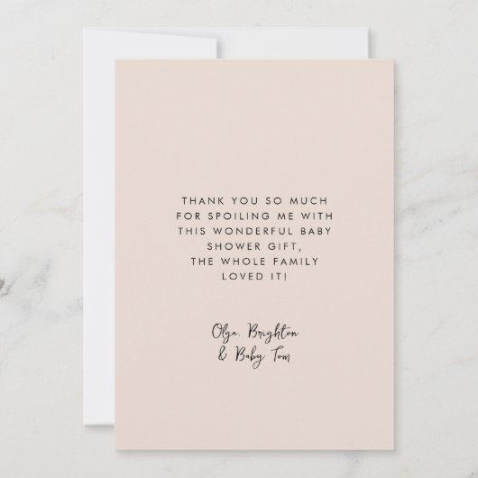 Stijlvolle retro Peach Pink Baby shower Bedankkaart (Achterkant)