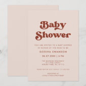 Stijlvolle retro Peach Pink Baby shower Kaart (Voorkant / Achterkant)