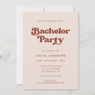 Stijlvolle retro Peach Pink Bachelor Party Kaart