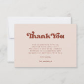 Stijlvolle retro Peach Pink Bedankkaart (Voorkant)