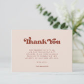 Stijlvolle retro Peach Pink Bedankkaart (Staand voorkant)