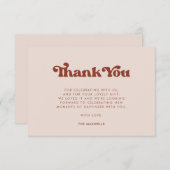 Stijlvolle retro Peach Pink Bedankkaart (Voorkant / Achterkant)