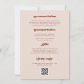 Stijlvolle retro Peach Pink bruiloft Kaart (Achterkant)