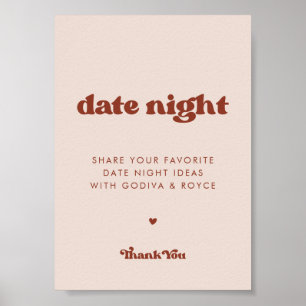 Stijlvolle retro Peach Pink Date nacht ideeën teke Poster