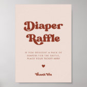 Stijlvolle retro Peach Pink Diaper Raffle bord Poster (Voorkant)