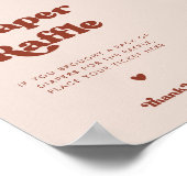 Stijlvolle retro Peach Pink Diaper Raffle bord Poster (Hoek)