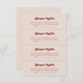 Stijlvolle retro Peach Pink Diaper Raffle spelkaar Informatiekaartje (Voorkant / Achterkant)