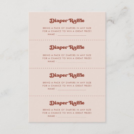 Stijlvolle retro Peach Pink Diaper Raffle spelkaar Informatiekaartje (Voorkant)