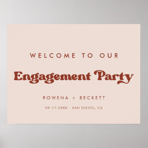 Stijlvolle retro Peach Pink Engagement party welko Poster