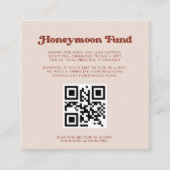 Stijlvolle retro Peach Pink Honeymoon fonds QR-cod Informatiekaartje (Voorkant)