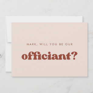 Stijlvolle retro Peach Pink Officiant-voorstelkaar Kaart