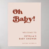 Stijlvolle retro Peach Pink Oh Baby Poster (Voorkant)