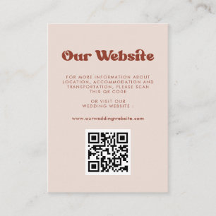 Stijlvolle retro Peach Pink QR code bruiloft websi Informatiekaartje