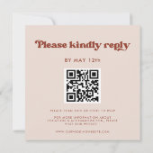 Stijlvolle retro Peach Pink Square bruiloft Kaart (Achterkant)