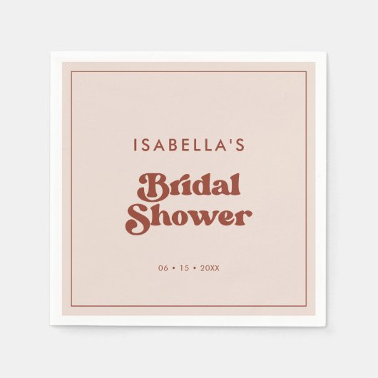 Stijlvolle retro Peach Pink Vrijgezellenfeest Servet (Voorkant)