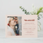 Stijlvolle retro Peach Pink We doen nog steeds Fot Kaart (Staand voorkant)