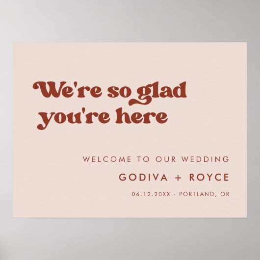 Stijlvolle retro Peach Pink We zijn zo blij dat je Poster (Voorkant)