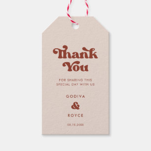 Stijlvolle retro Peach Pink Wedding Cadeaulabel