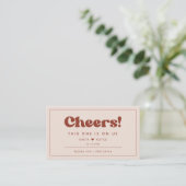Stijlvolle retro Peach Pink Wedding Drink ticket (Staand voorkant)