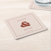 Stijlvolle retro Peach Pink Wedding Kartonnen Onderzetters (Schuin)