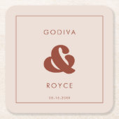 Stijlvolle retro Peach Pink Wedding Kartonnen Onderzetters (Voorkant)