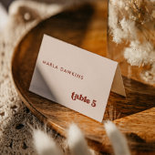 Stijlvolle retro Peach Pink Wedding place kaart