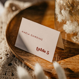 Stijlvolle retro Peach Pink Wedding place kaart