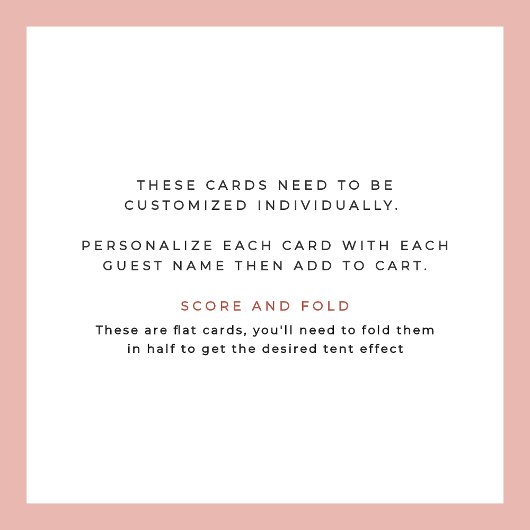 Stijlvolle retro Peach Pink Wedding place kaart