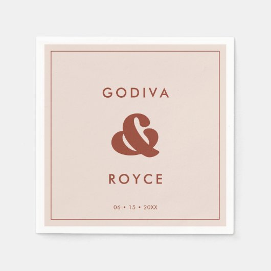 Stijlvolle retro Peach Pink Wedding Servet (Voorkant)