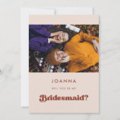 Stijlvolle retro peach roze Bridesmaid-voorstelkaa Kaart (Voorkant)