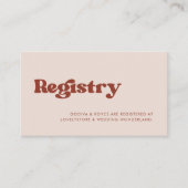 Stijlvolle retro peach roze bruiloft registratieka informatiekaartje (Voorkant)