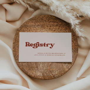 Stijlvolle retro peach roze bruiloft registratieka informatiekaartje