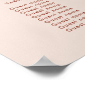 Stijlvolle retro Peach Roze Bruiloft zitgrafiek Poster (Hoek)