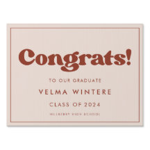 Stijlvolle retro Peach roze congraties Afstuderen
