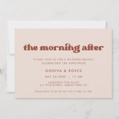 Stijlvolle retro perzik roze bruiloft brunch kaart (Voorkant)