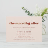 Stijlvolle retro perzik roze bruiloft brunch kaart (Staand voorkant)