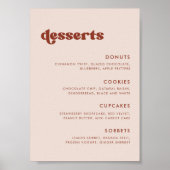 Stijlvolle retro perzik roze bruiloft dessert bar poster (Voorkant)