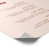 Stijlvolle retro perzik roze bruiloft dessert bar poster (Hoek)