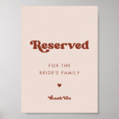 Stijlvolle retro perzik roze bruiloft gereserveerd poster (Voorkant)