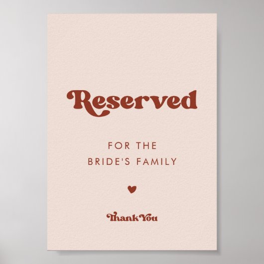 Stijlvolle retro perzik roze bruiloft gereserveerd poster (Voorkant)