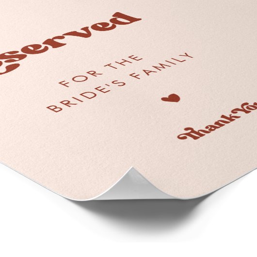 Stijlvolle retro perzik roze bruiloft gereserveerd poster (Hoek)