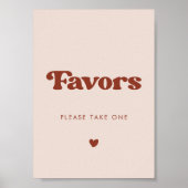 Stijlvolle retro perzik roze bruiloft gunsten teke poster (Voorkant)