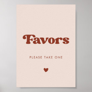 Stijlvolle retro perzik roze bruiloft gunsten teke poster