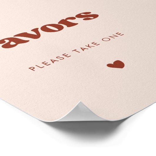 Stijlvolle retro perzik roze bruiloft gunsten teke poster (Hoek)